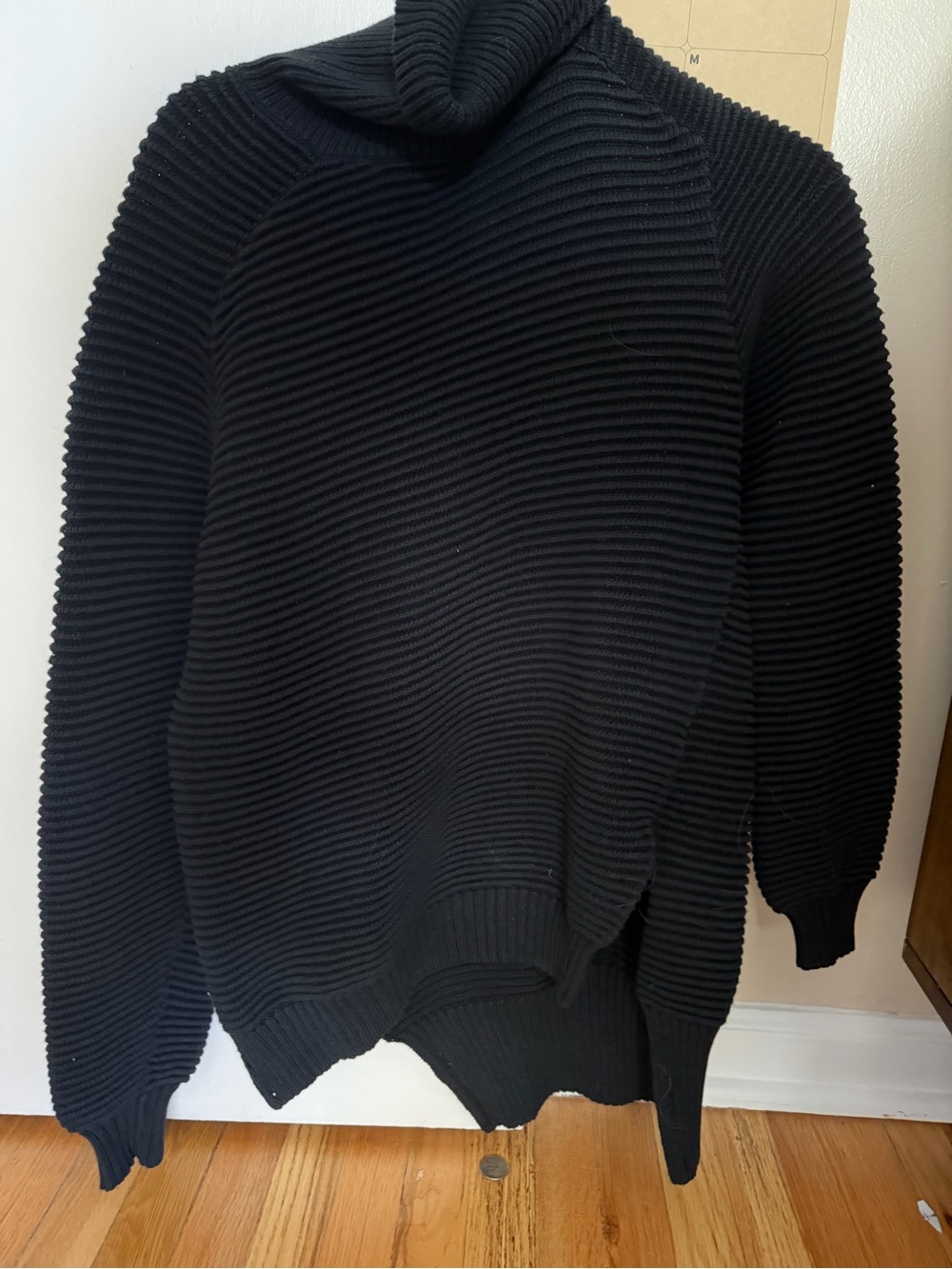 N / Nicholas Australian Designer Black Asymmetrical Ribbed Turtleneck Sweater